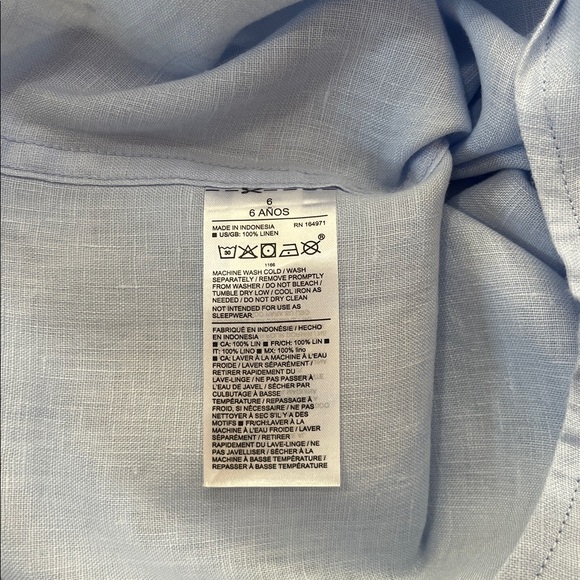 Janie and Jack Light Blue Linen Blend Button Down Shirt Boys Size 6 EUC - Picture 10 of 11